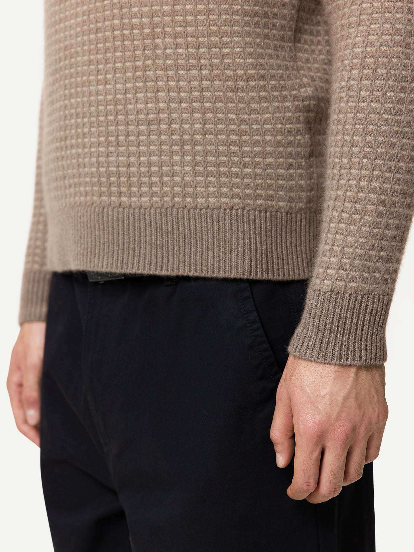 Men's Organic Colour Cashmere Waffle Knit Jumper