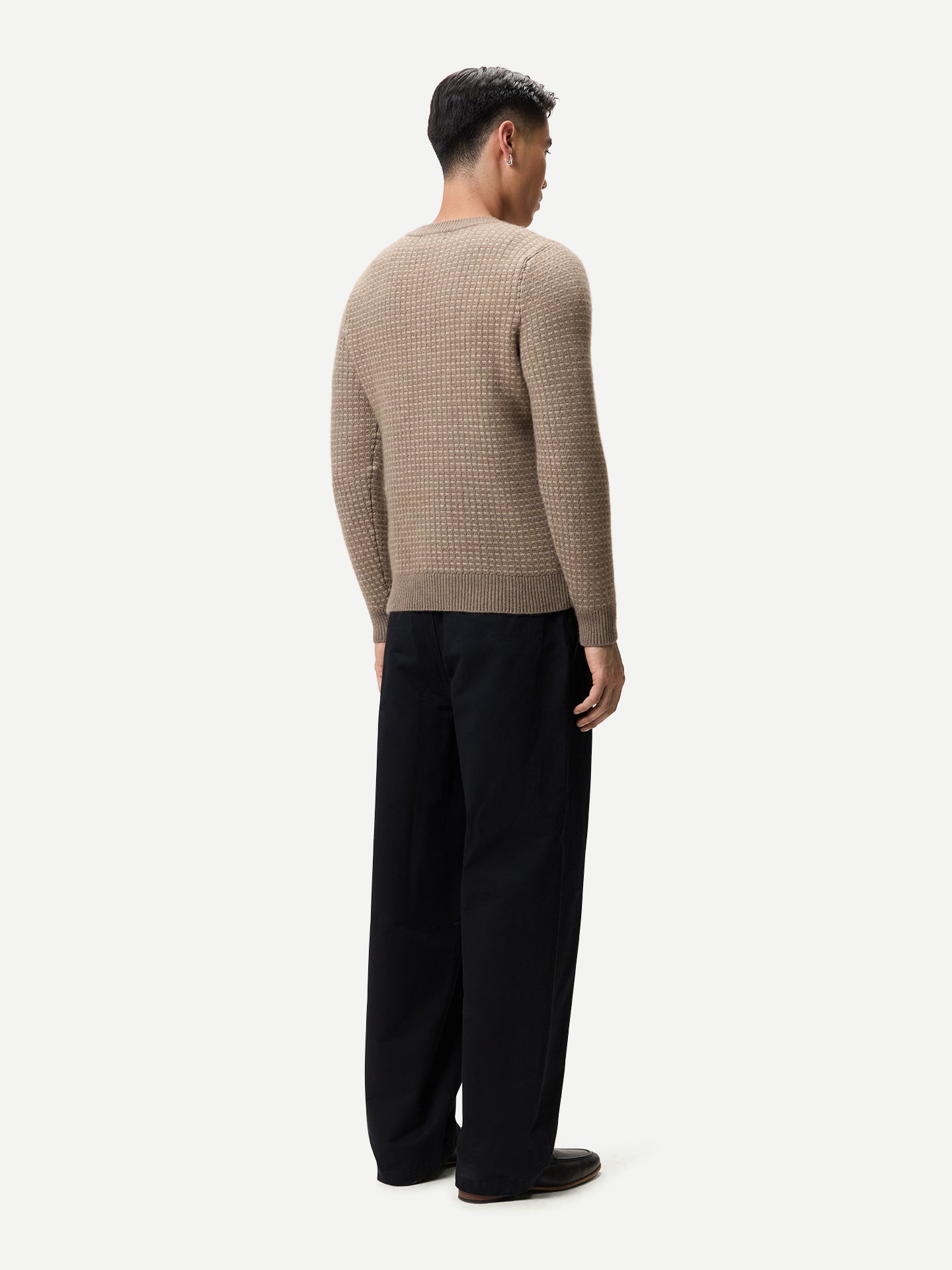 Men's Organic Colour Cashmere Waffle Knit Jumper