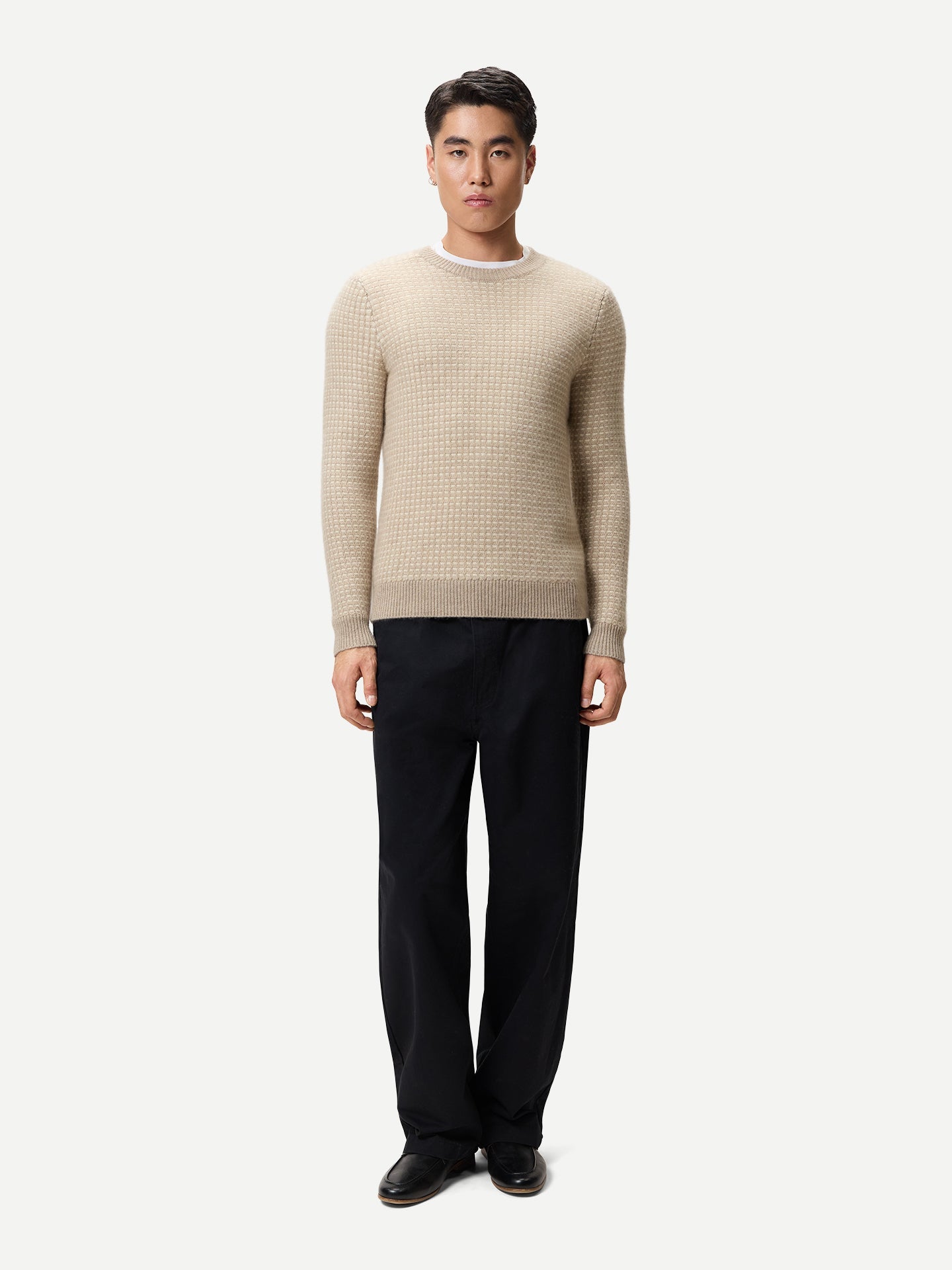 Men's Organic Colour Cashmere Waffle Knit Jumper