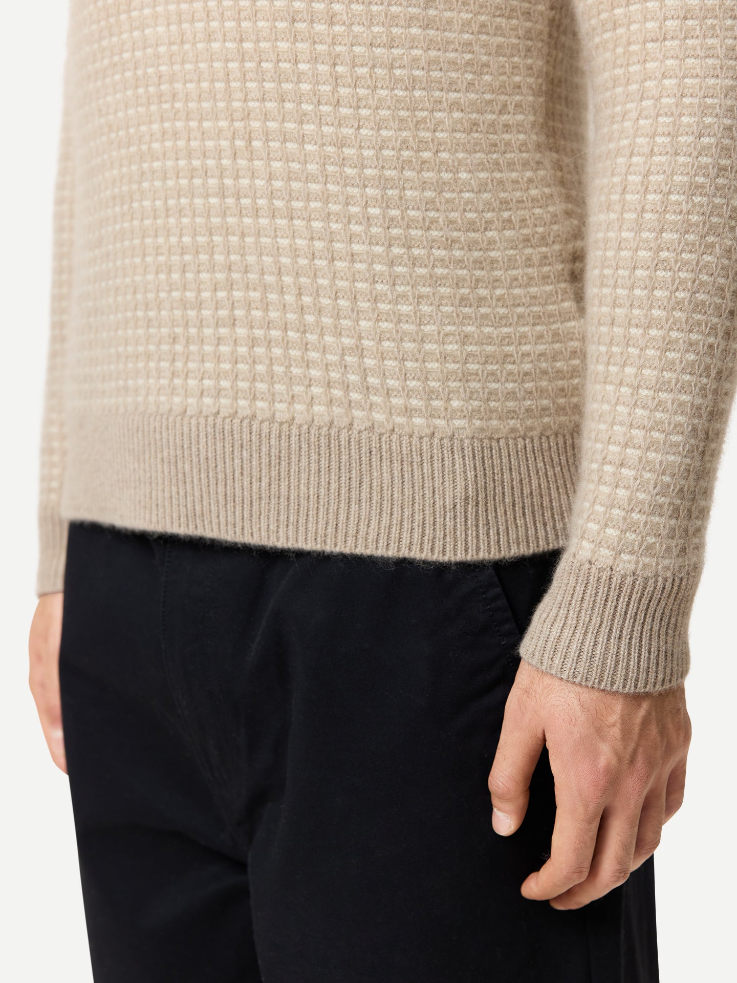Men's Organic Colour Cashmere Waffle Knit Jumper