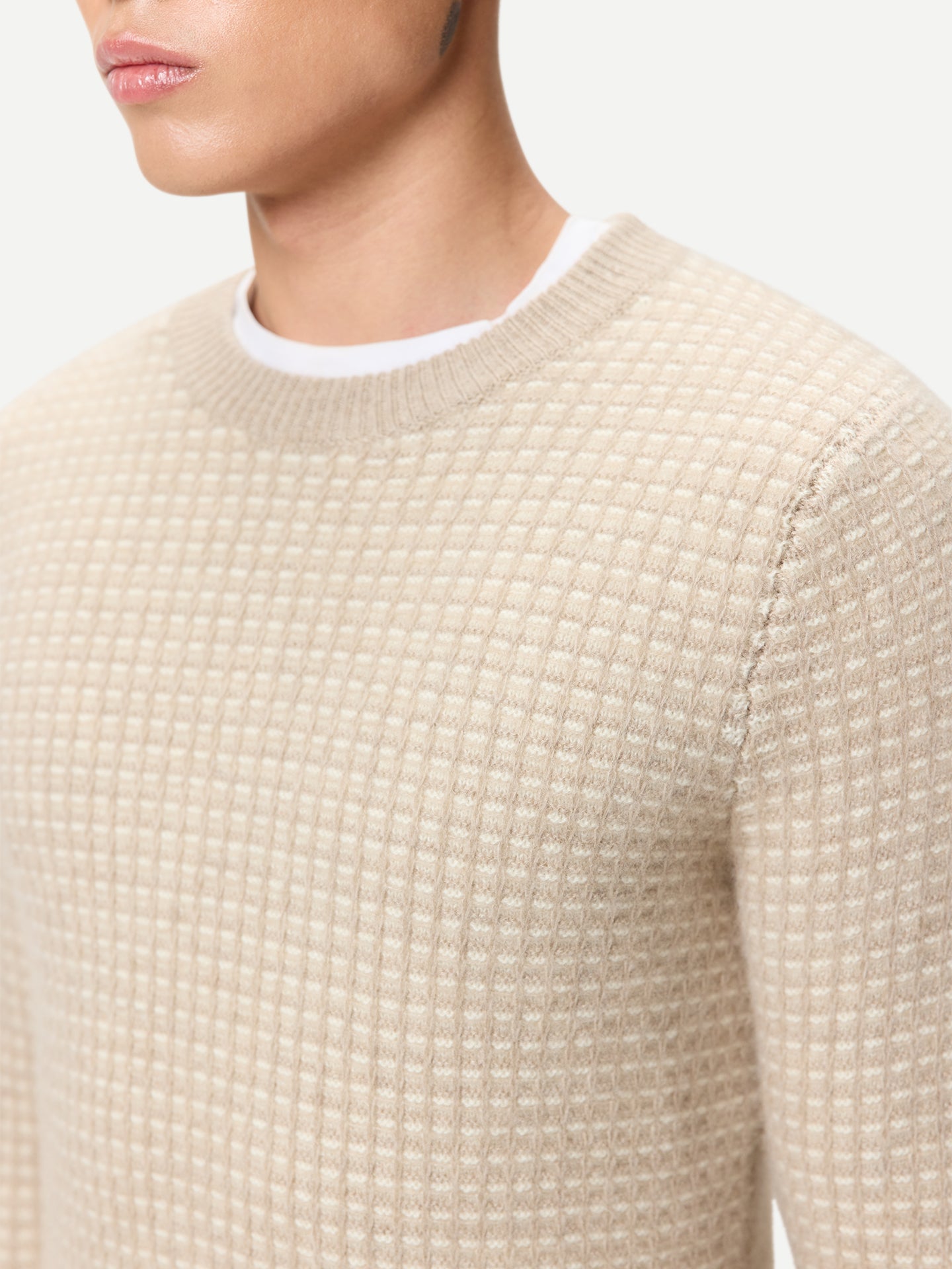 Men's Organic Colour Cashmere Waffle Knit Jumper