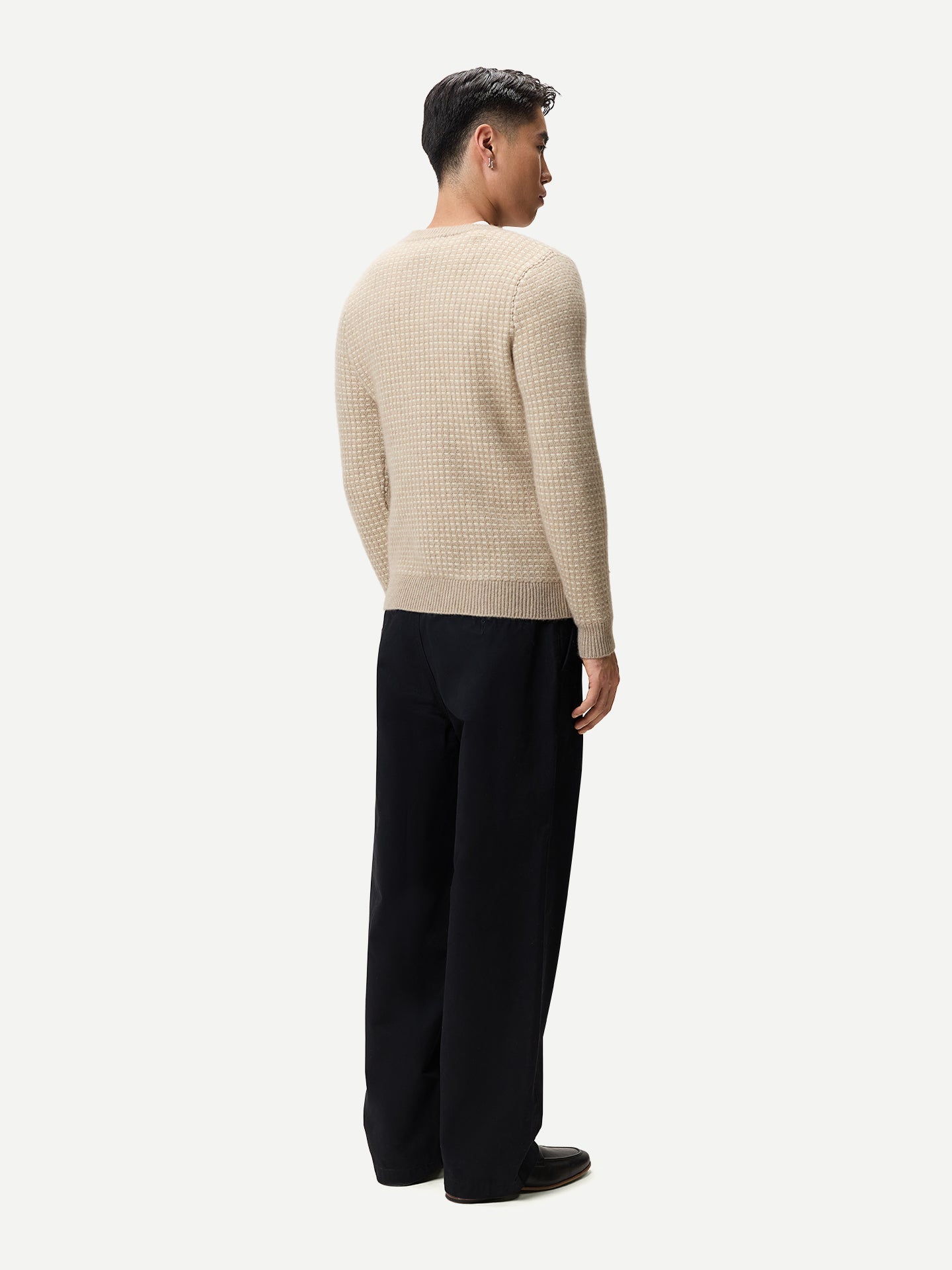 Men's Organic Colour Cashmere Waffle Knit Jumper
