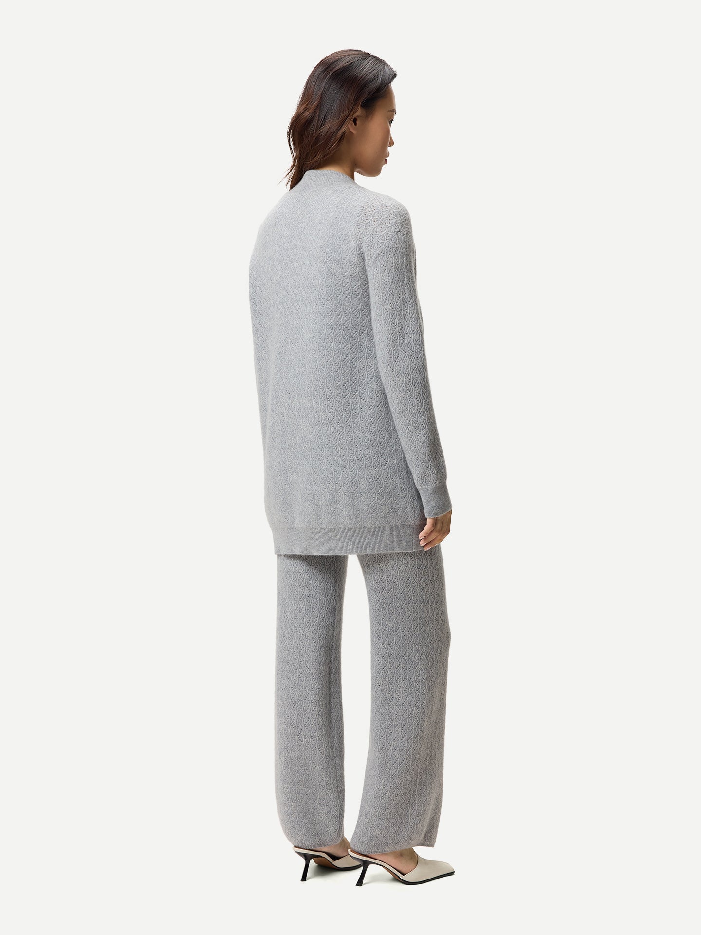 Wide-Leg Ajour Knit Cashmere Trousers