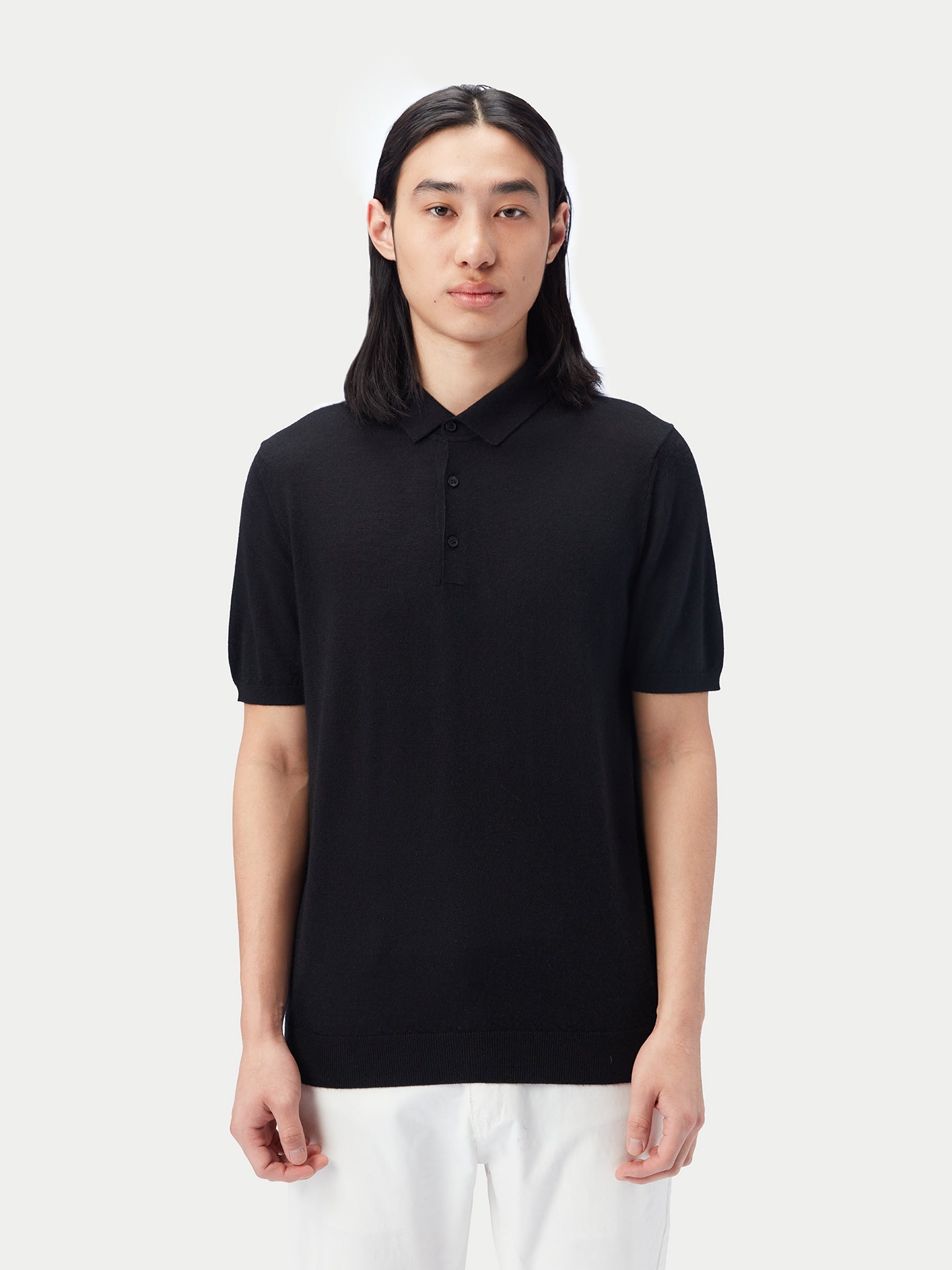 Authentic Cashmere Silk Short-Sleeve Polo | GOBI Cashmere