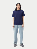 Men's Cotton Silk Cashmere Blend T-shirt Navy - Gobi Cashmere #color_baby-blue