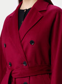Women’s Double-Breasted Cashmere Coat Bordeaux - Gobi Cashmere