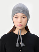 Cashmere Hat with Ties Gray I GOBI UK
