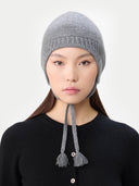 Cashmere Hat with Ties Gray I GOBI UK #color_gray