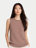 Timeless Organic Cashmere Crewneck Vest Taupe - Gobi Cashmere