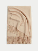 Unisex Cashmere Oversized Woven Scarf Taupe - Gobi Cashmere #color_beige