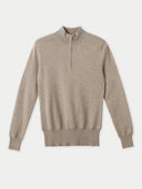 Women's Cashmere Zipped High Neck Sweater Taupe - Gobi Cashmere #color_taupe