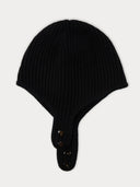 Cashmere Knitted Aviator Cap Black - Gobi Cashmere #color_black