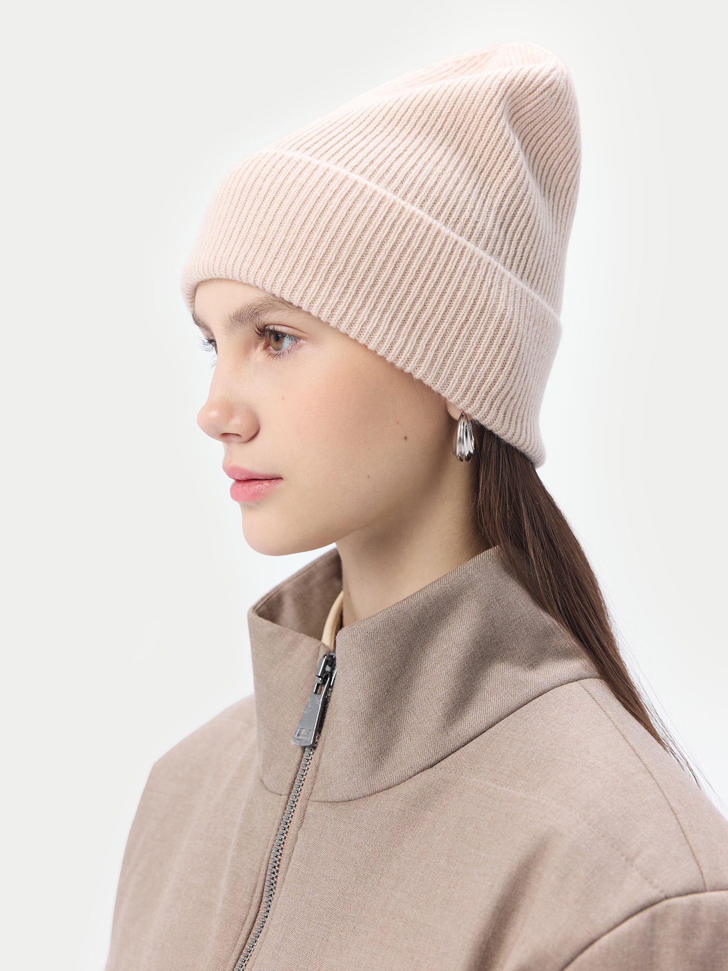 Cashmere Rib Knit Beanie