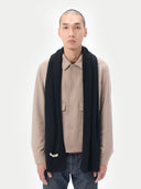 Unisex Cashmere Rib Knit Scarf in Black | GOBI UK