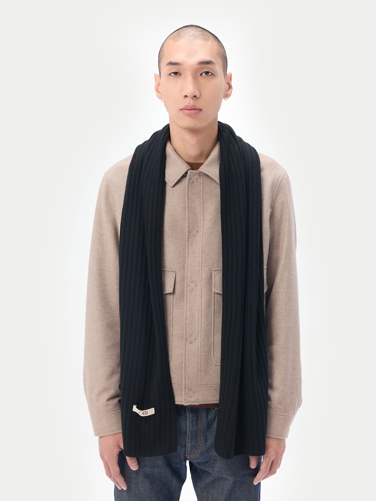 Cashmere Rib Knit Scarf