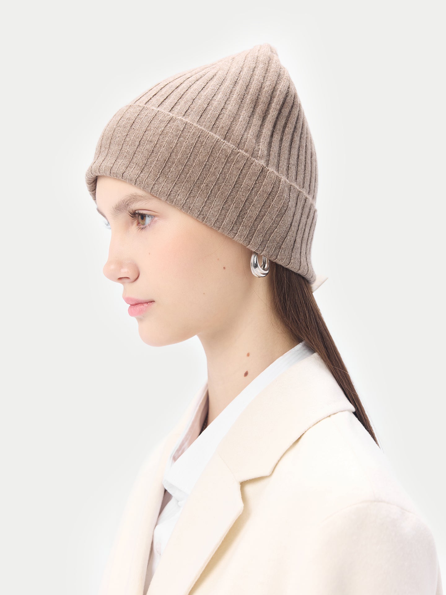 Organic Colour Cashmere Rib Knit Hat