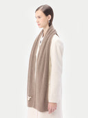 Unisex Cashmere Rib Knit Scarf in Taupe | GOBI UK
