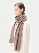 Unisex Cashmere Rib Knit Scarf in Taupe | GOBI UK #color_taupe