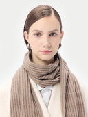 Unisex Cashmere Rib Knit Scarf in Taupe | GOBI UK #color_taupe