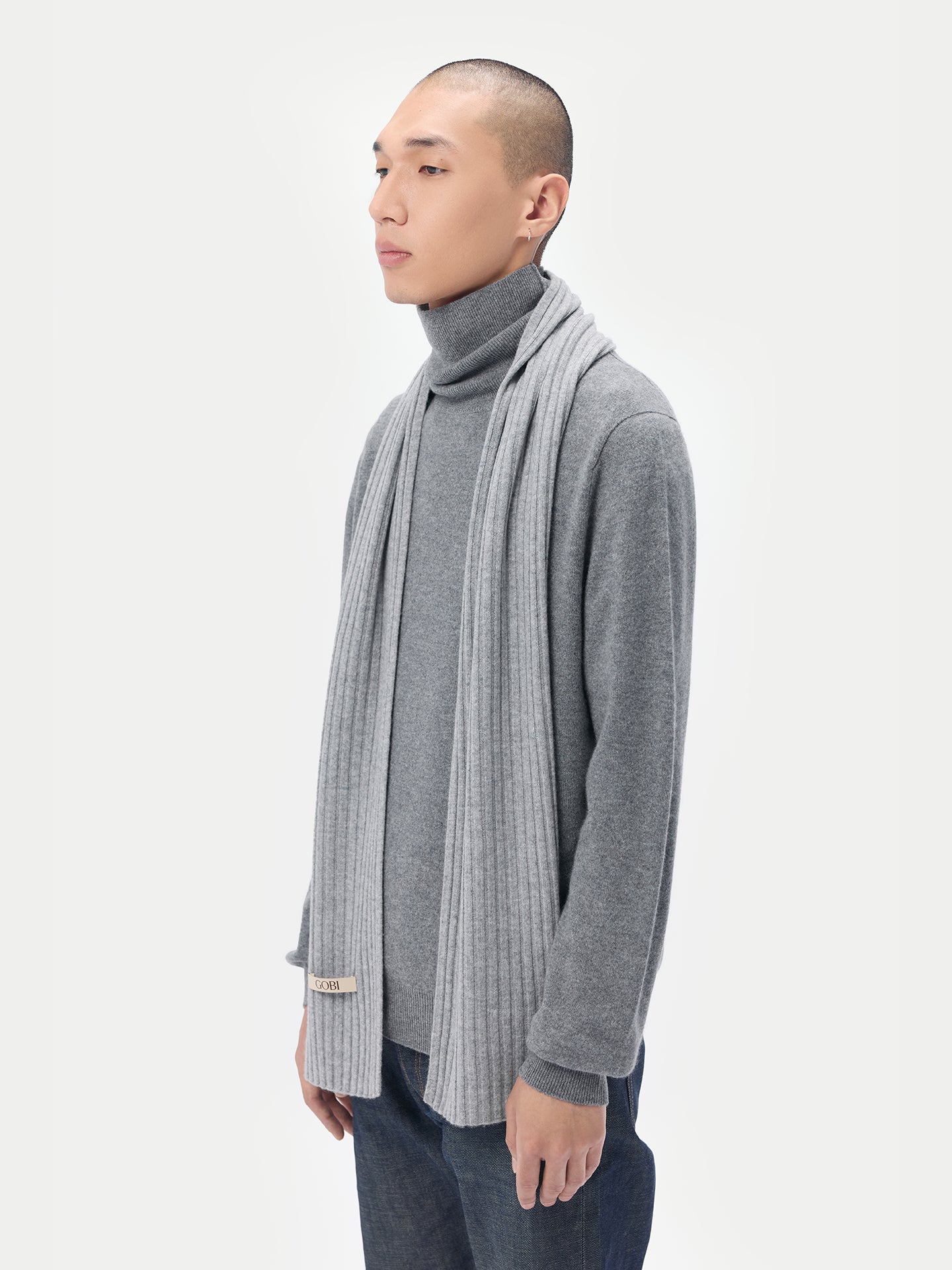 Cashmere Rib Knit Scarf