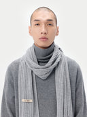Unisex Cashmere Rib Knit Scarf in Vapor Blue | GOBI UK #color_vapor-blue