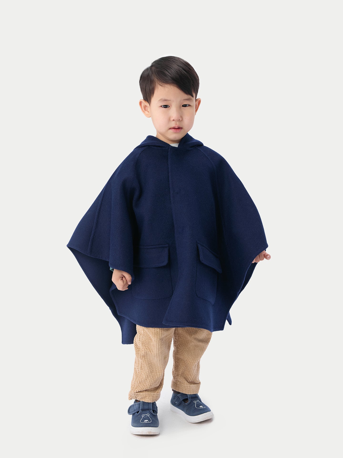 Kids Hooded Cashmere Poncho