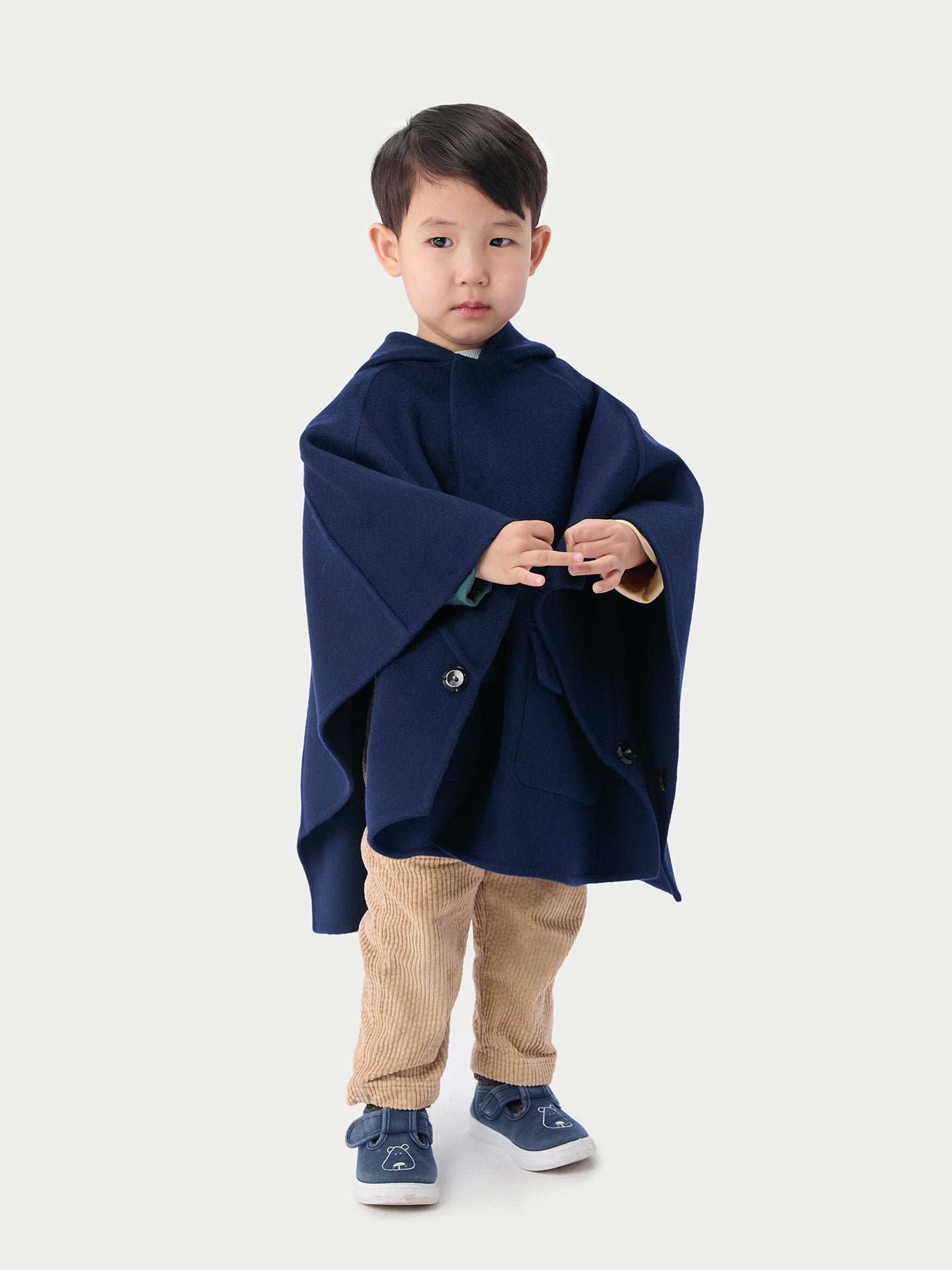 Kids Hooded Cashmere Poncho