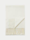 White knitted throw blanket on a white background. #color_off-white