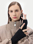 Unisex Cashmere Fingerless Gloves in Black | GOBI UK