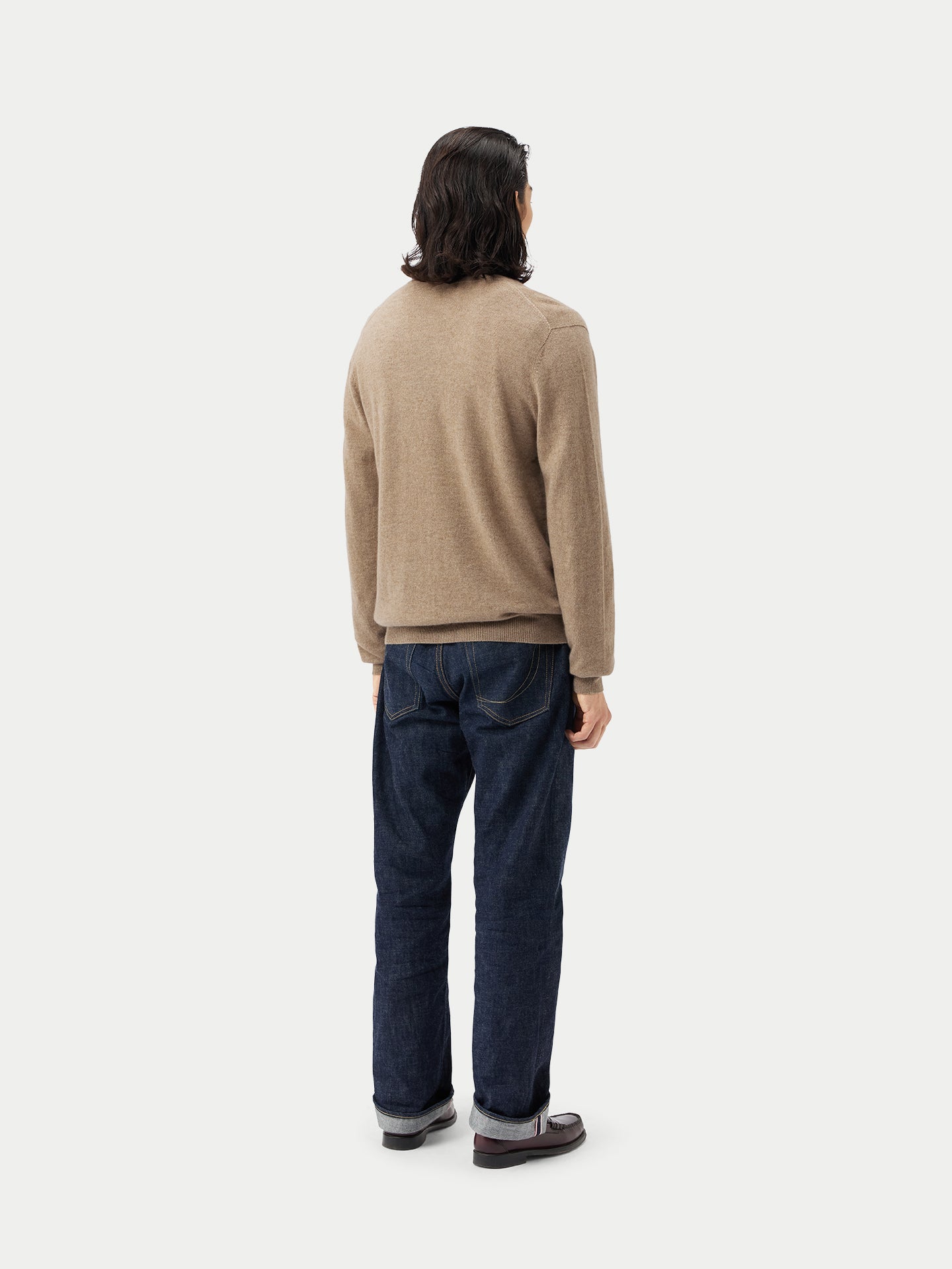 Men's Cashmere V-neck Cardigan Taupe - Gobi Cashmere