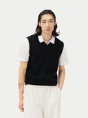 Men’s Cashmere Vest in Black | GOBI Cashmere UK #color_black
