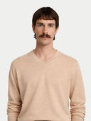 Organic Colour Essential V-Neck Cashmere Jumper Beige - Gobi Cashmere