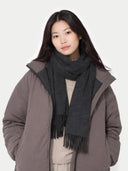 Cashmere Fringed Scarf Charcoal - Gobi Cashmere