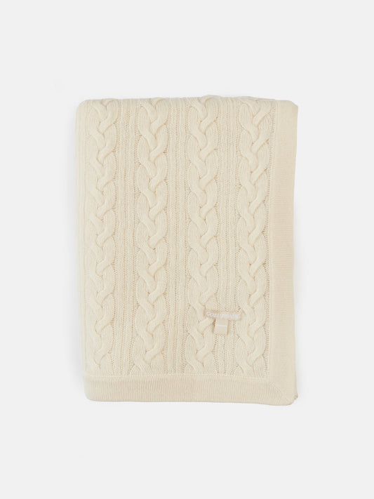 Organic Colour Cable Knit Cashmere Blanket