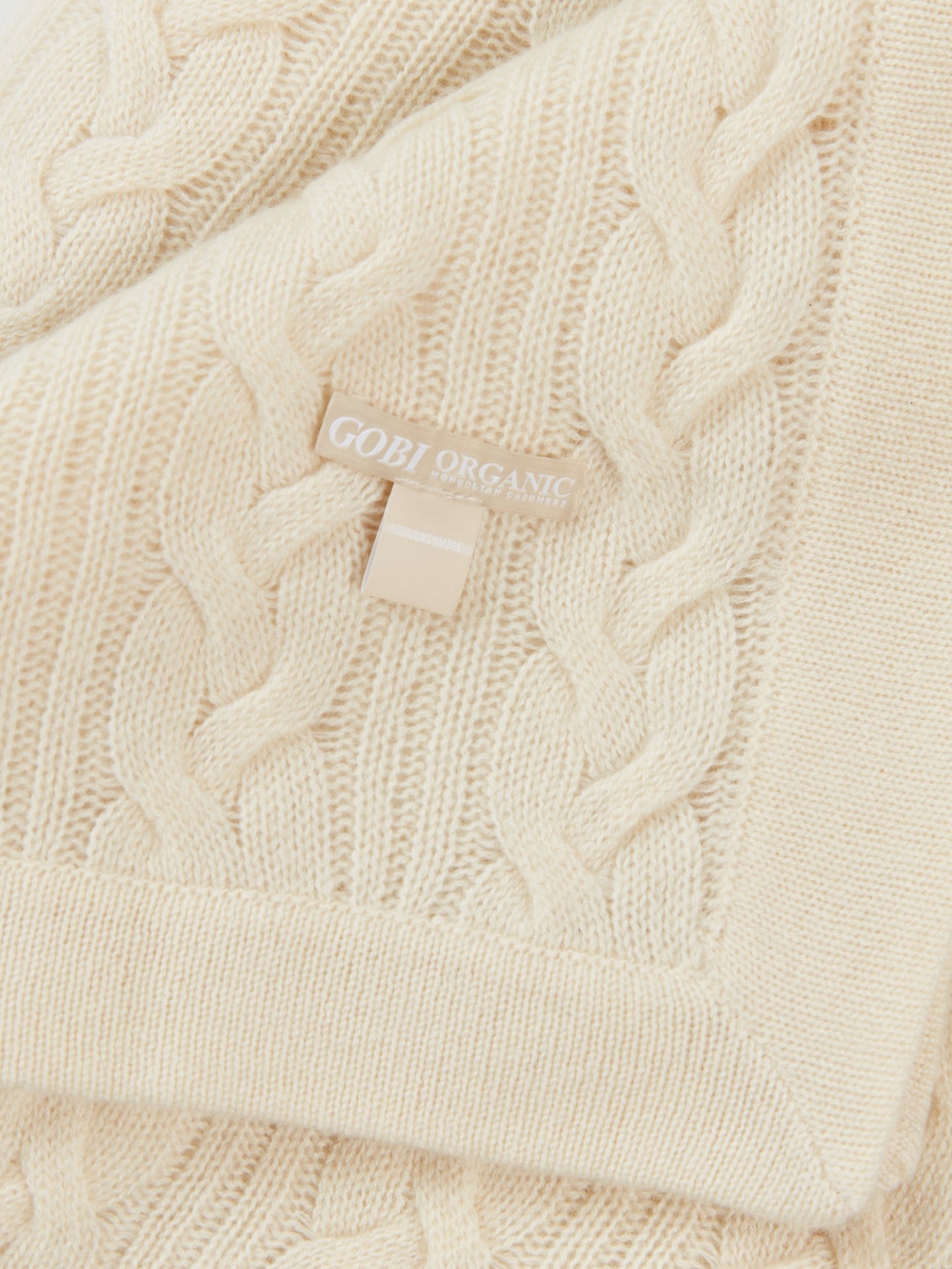 Organic Colour Cable Knit Cashmere Blanket