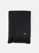 Black blanket with fringes on a white background. #color_black