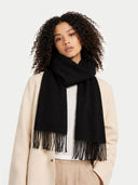 Cashmere Fringed Scarf Black - Gobi Cashmere