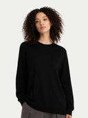 Women C-Neck  Cashmere Jumper Black - Gobi Cashmere