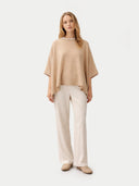 Organic Colour Timeless Knitted Poncho Beige - Gobi Cashmere