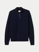 Men's Waffle Knit Cashmere Half-Zip Jumper | GOBI UK #color_navy-blazer