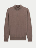Organic Colour Essential Half-Zip Cashmere Jumper Taupe - Gobi Cashmere #color_taupe