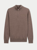 Organic Colour Essential Half-Zip Cashmere Jumper Taupe - Gobi Cashmere