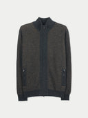 Men's Twо-Tone Full-Zip Cashmere Cardigan | GOBI UK #color_charcoal