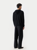 Men's Zip-Up Cashmere Hoodie Black | GOBI UK