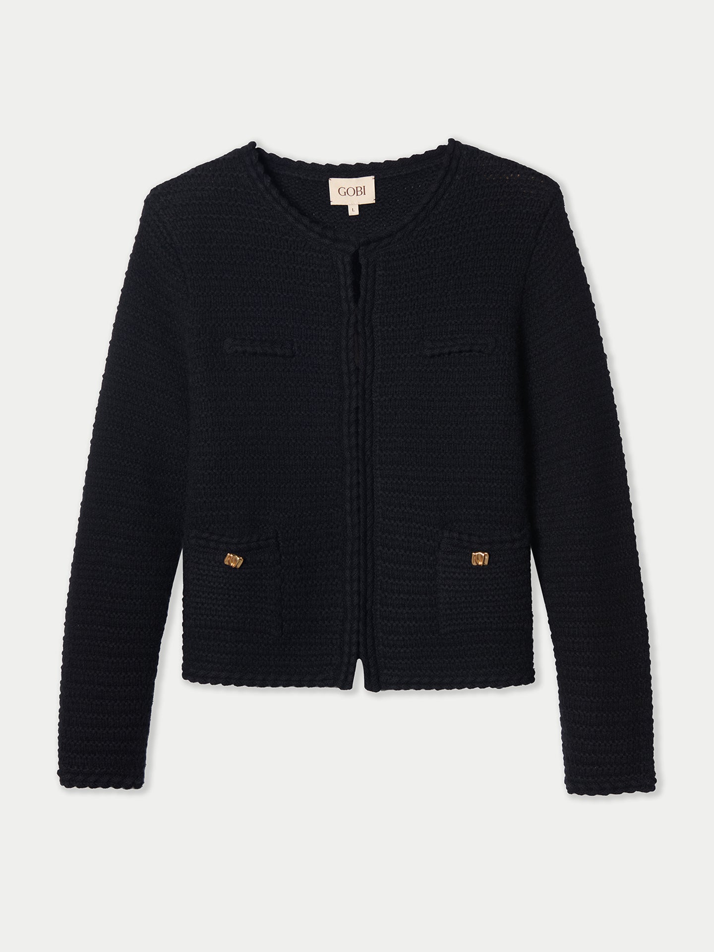 Textured Knit Cashmere Jacket-Style Cardigan
