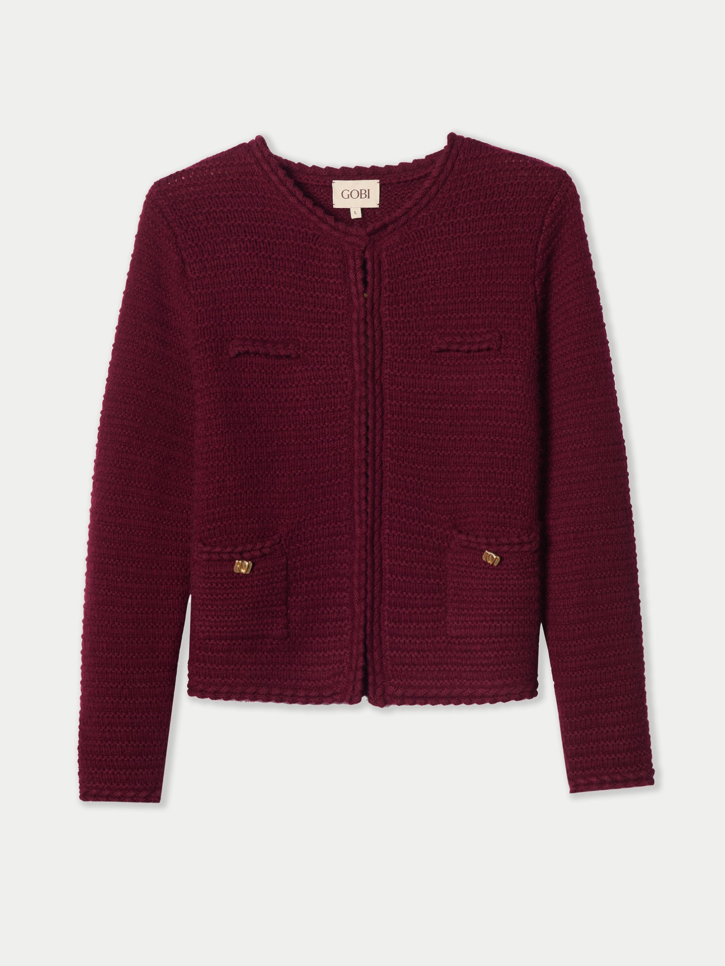 Textured Knit Cashmere Jacket-Style Cardigan