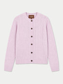 Flat lay of the Cashmere Round-Neck Cable Cardigan.