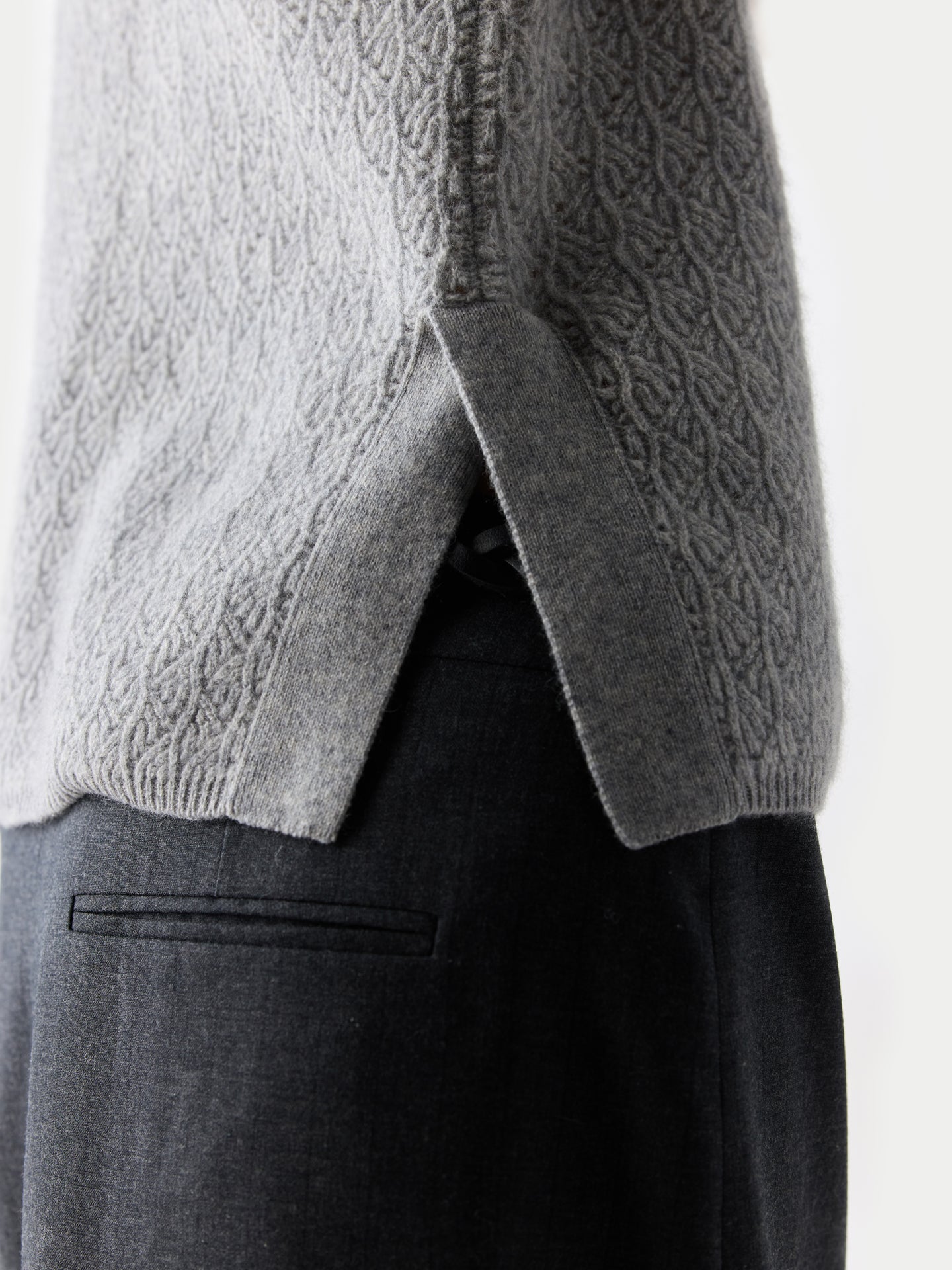 Ajour Knit Crewneck Cashmere Vest