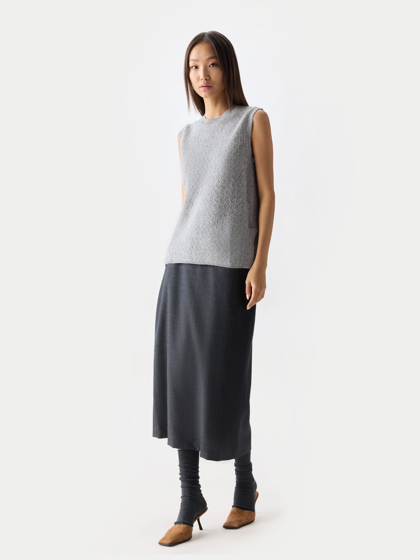 Ajour Knit Crewneck Cashmere Vest