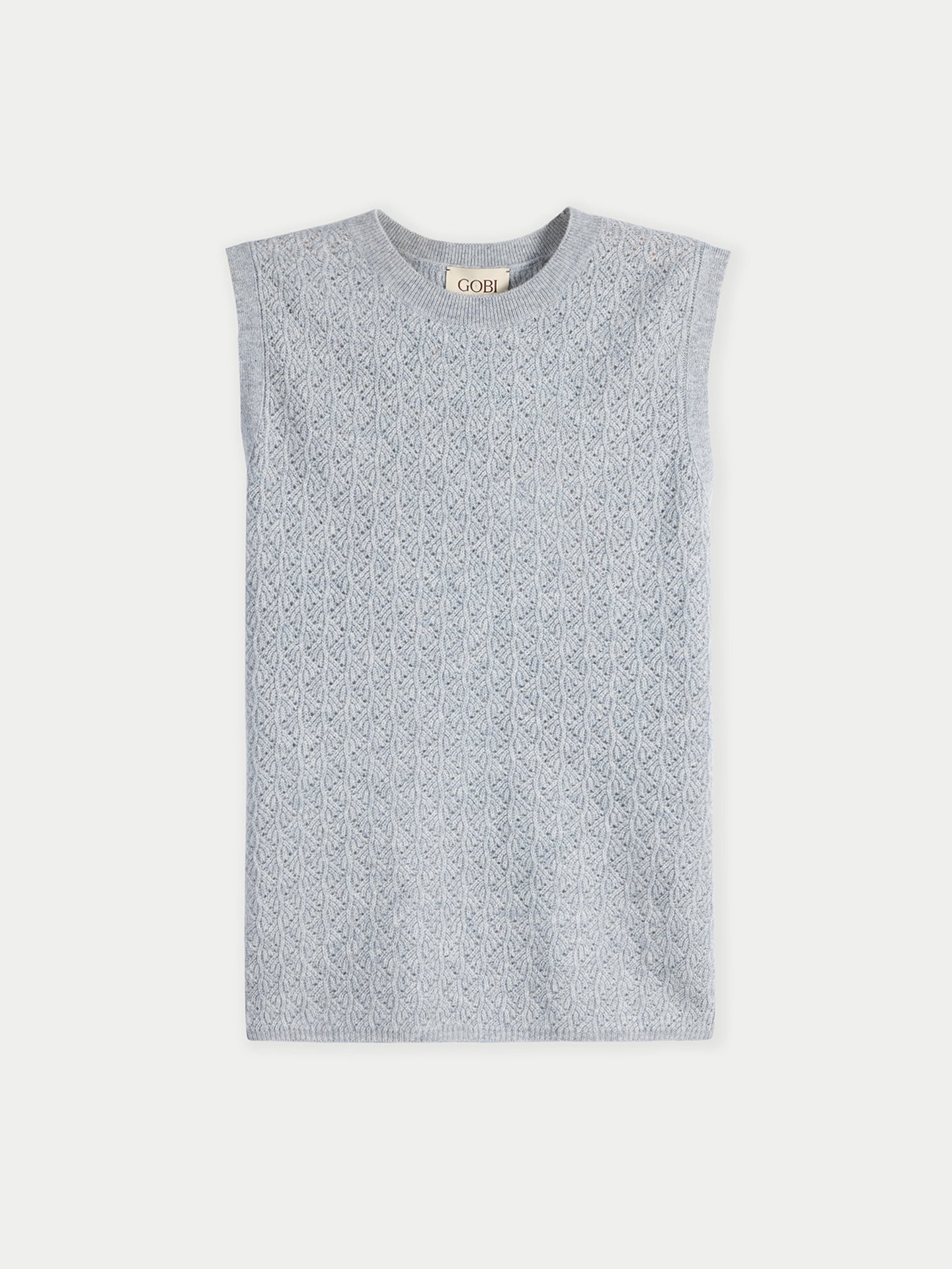 Ajour Knit Crewneck Cashmere Vest